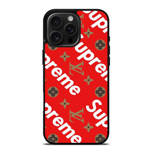LOUIS VUITTON X SUPREME RED iPhone 16 Pro Case Cover